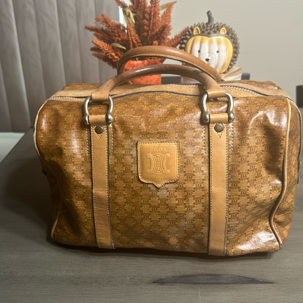 Celine Macadam Bowling Bag - Tan Coated Tan Canvas and Leather-
EUC